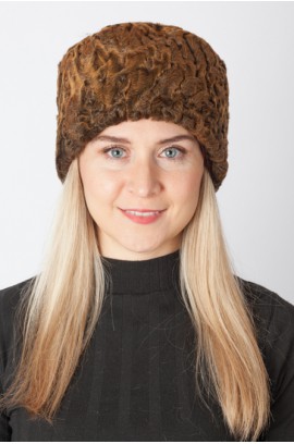 Golden karakul lamb fur hat